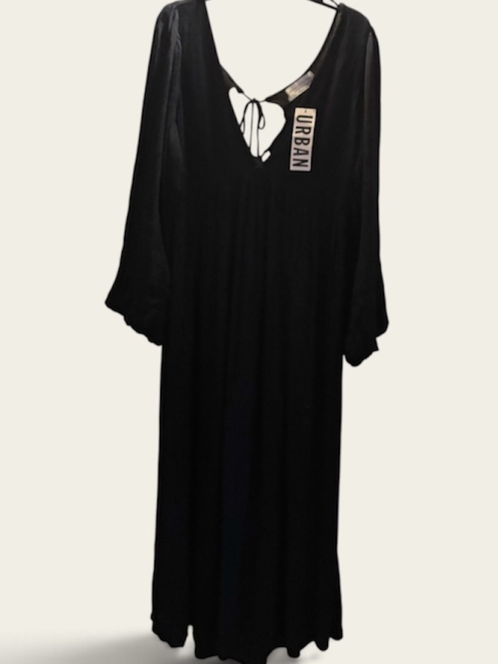 Urban Outfitters Black Long-Sleeve Tie-Back Maxi Dress